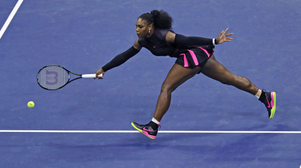 Serena Williams has beaten Simona Halep in the semi-finals of the US Open. (AAP)