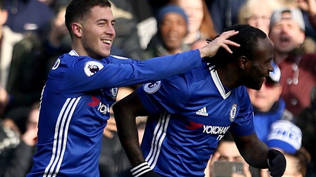 Eden Hazard and Victor Moses were among Chelsea's best. (AAP)