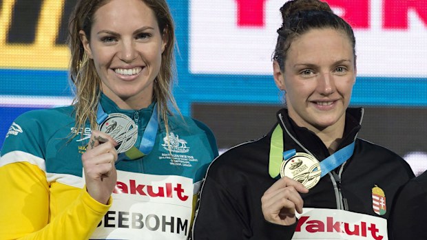 Emily Seebohm and Katinka Hosszu. (AAP)