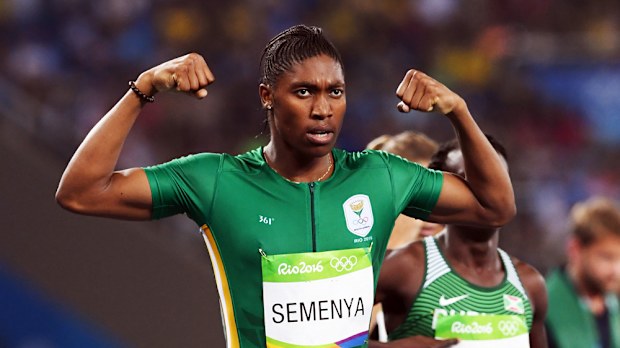 Caster Semenya celebrates her 800m win. (AAP)