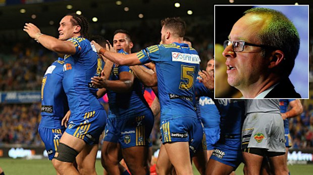 Scott Seeward (inset) and Parramatta players. (Getty)