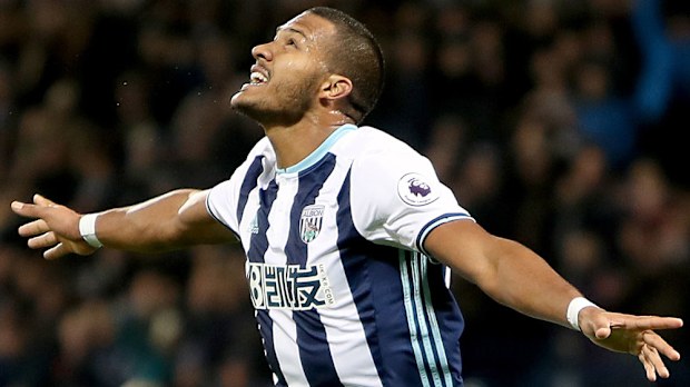 Salomon Rondon celebrates scoring against Burnley. (AAP)