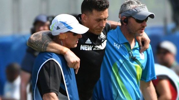 Sonny Bill Williams is helped off the field. (AFP)