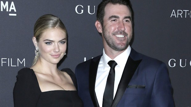 Kate Upton has defended fiancee Justin Verlander over an MLB awards snub. (AAP)