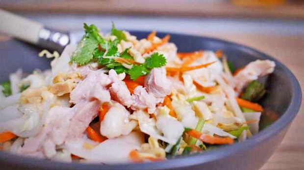 Quarantine Kitchen coconut poached chicken noodle salad