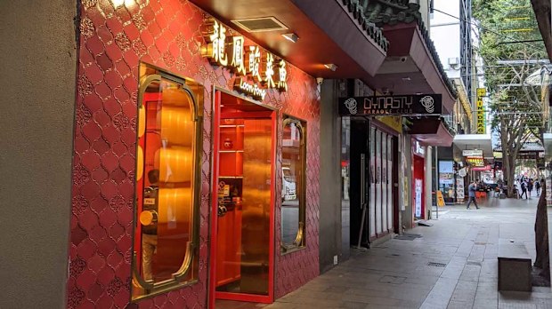 Empty shops and streets at lunchtime in Sydney's Chinatown