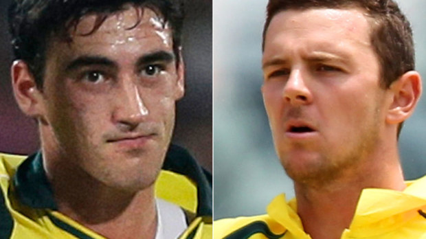 Mitchell Starc (left) and Josh Hazlewood (right). (AAP)