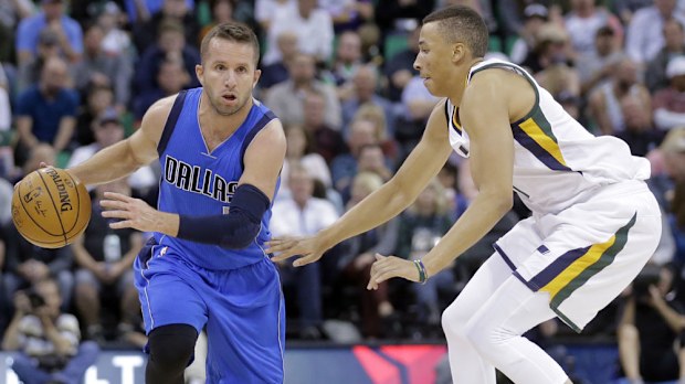 Dante Exum in action against Dallas guard Jose Barea. (AAP)
