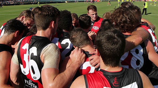 The Bombers during their big defeat to West Coast. (Getty)