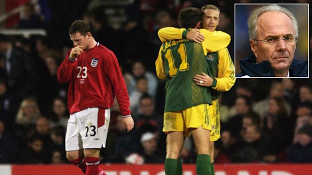 Australia defeat England in 2003 and (inset) former England coach Sven-Goran Eriksson. (Getty and AAP)