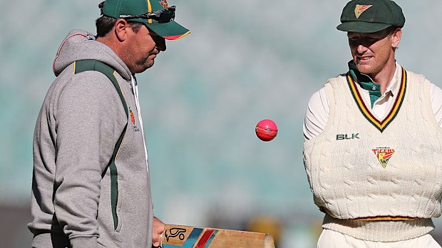 Sacked Tasmania coach Dan Marsh with George Bailey. (Getty)