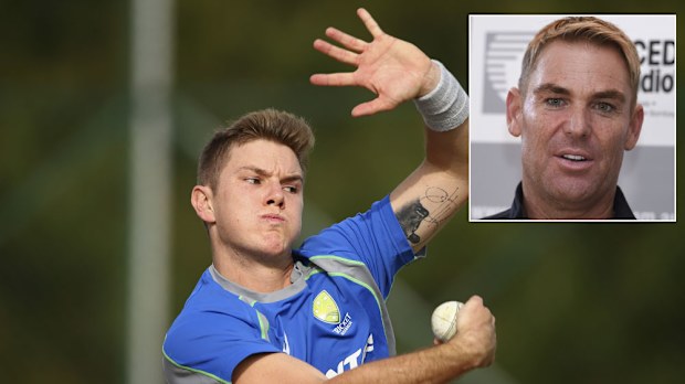 Adam Zampa and (inset) Shane Warne. (Getty)