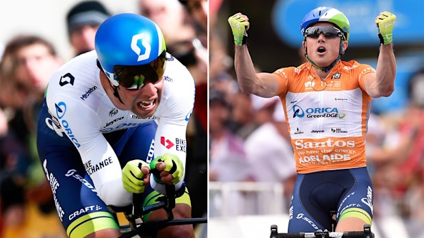 Orica-GreenEDGE teammates Michael Matthews (left) and Simon Gerrans (right) (AAP)