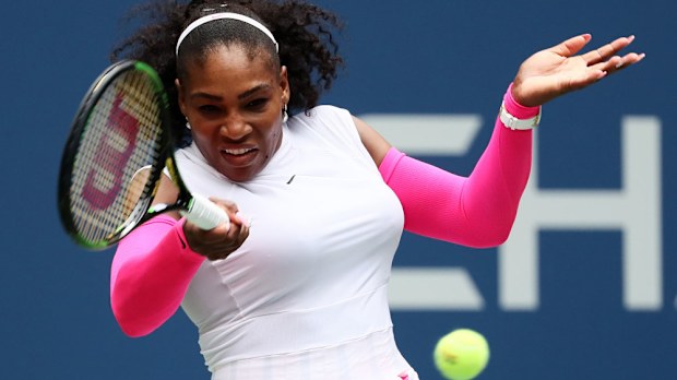 Serena Williams moved into the last 16 with a straight sets victory over Sweden's Johanna Larsson at the US Open.(Getty)