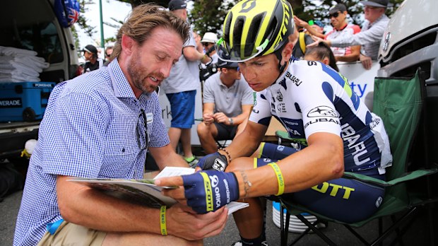 Orica-Scott team director Matt White and rider Esteban Chaves. (Getty Images)