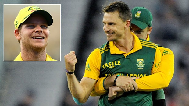 Dale Steyn and (inset) Steve Smith. (AAP and Getty)