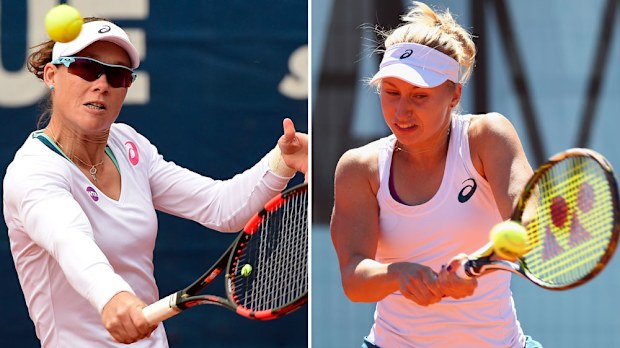 Samantha Stosur (l) and Daria Gavrilova. (Getty)