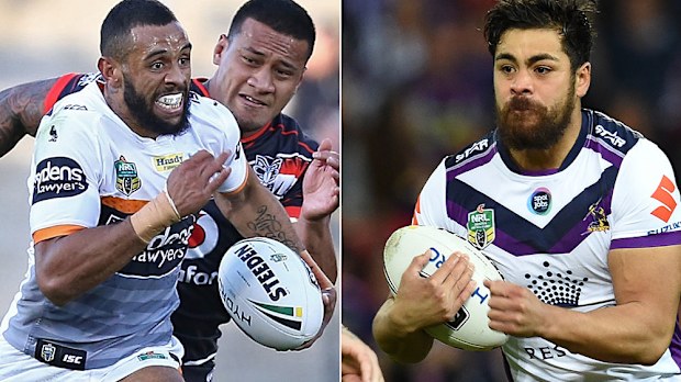 Josh Addo-Carr and Young Tonumaipea. (AAP)