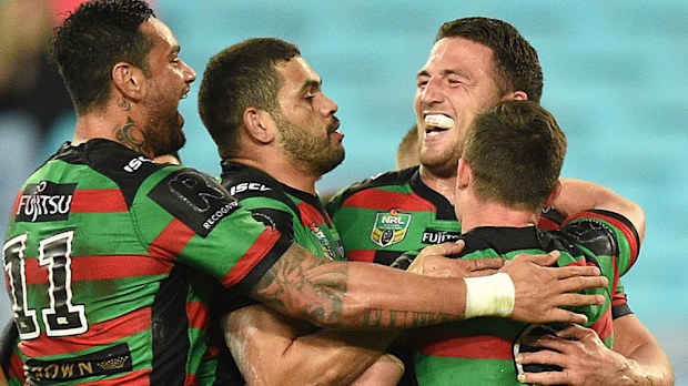 Sam Burgess and the Rabbitohs had plenty to smile about. (AAP)