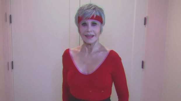 Jane Fonda lead a celebrity exercise video to encourage voting