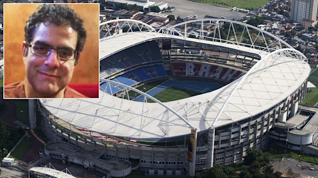 Rio Olympic Stadium and (inset) Dr Amir Attaran. (Getty and Supplied)