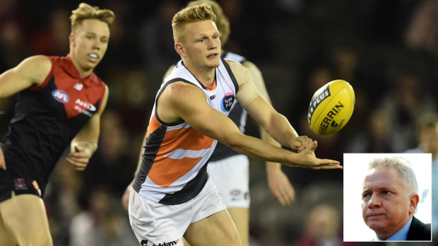 Adam Treloar and (inset) Peter Blucher. (AAP)