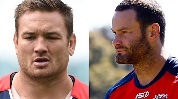 Jared Waerea-Hargreaves and Boyd Cordner. (AAP)