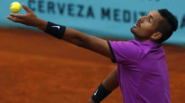 Nick Kyrgios will face Rafael Nadal in round three in Madrid. (AAP)