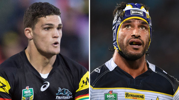 Nathan Cleary and Johnathan Thurston. (AAP)