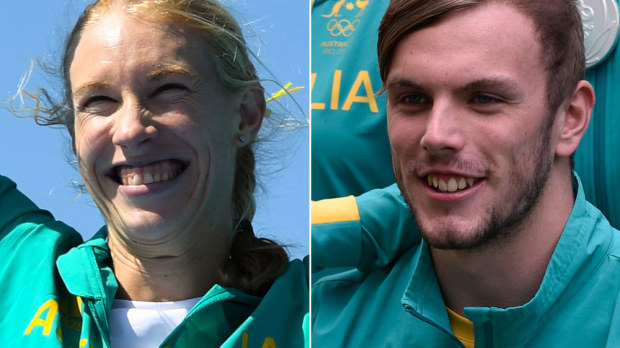 Kim Brennan (l) and Kyle Chalmers (r). (AAP)