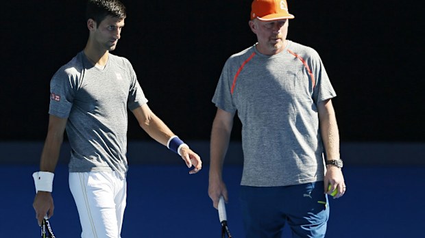 Novak Djokovic won six majors while being coached by Boris Becker. (AAP) 