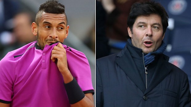 Nick Kyrgios (l) and Sebastien Grosjean.