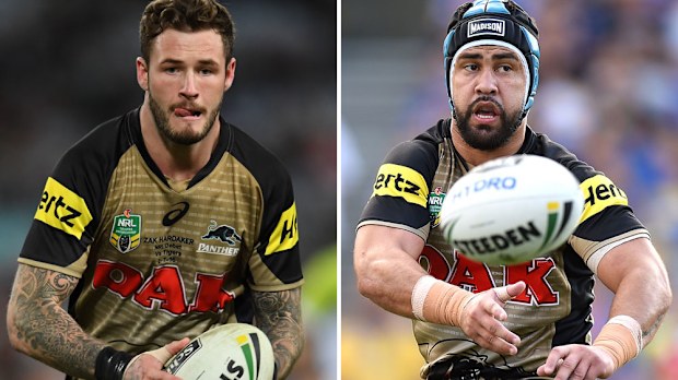 Zac Hardaker and Jamie Soward during their time with the Panthers. (AAP)
