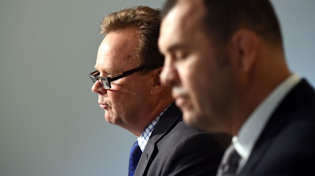 Australian rugby boss Bill Pulver (left) and Michael Cheika. (AAP)