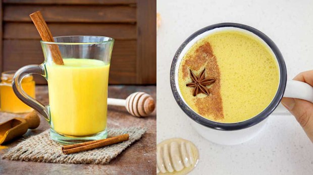 Turmeric tea v turmeric latte (aka dirty golden, golden latte). Image: iStock