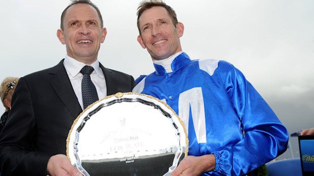 Chris Waller and High Bowman after one of Winx's many wins. (AAP)