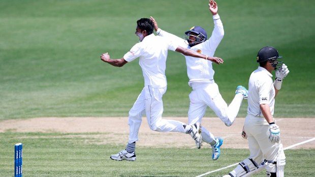 Sri Lanka's Dushmantha Chameera celebrates a wicket. (Getty)