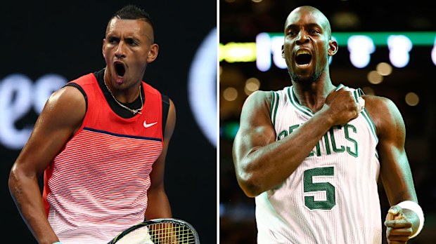 Nick Kyrgios and Kevin Garnett. (Getty)