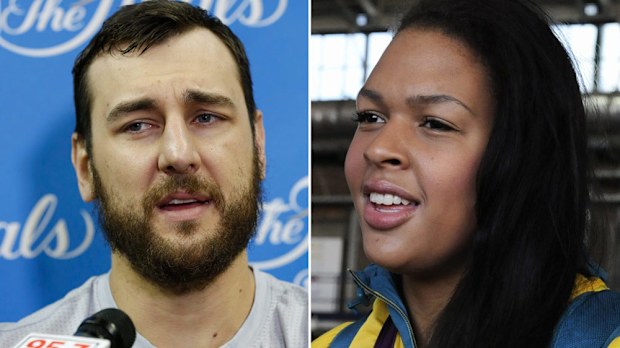 Andrew Bogut and Liz Cambage. (AAP)