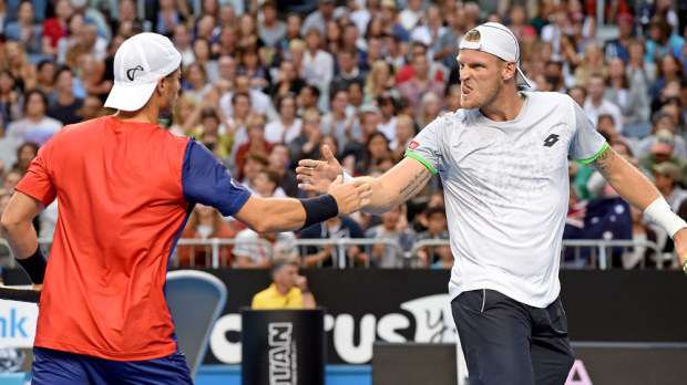 Lleyton Hewitt and John Peers. (AAP)