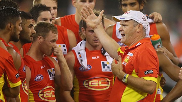 Gold Coast Suns coach Rodney Eade addresses his players. (Getty)