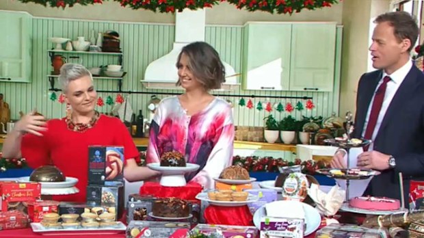 Jane de Graaff, Brooke Boney and Tom Steinfort talk Christmas pudding on Today Show