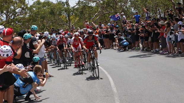 The race to the top of Wilunga Hill remains a key point of the Santos Tour Down Under. 
