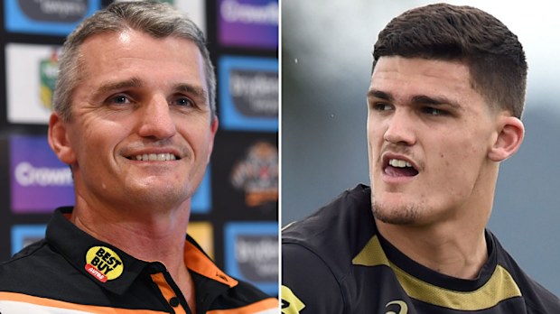 Wests Tigers coach Ivan Cleary and Penrith halfback Nathan Cleary.