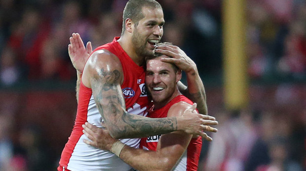 Lance Franklin and Ben McGlynn. (AAP)