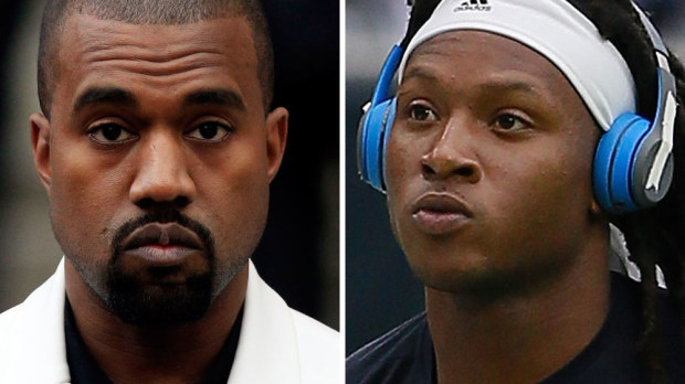 Kanye West (left) and DeAndre Hopkins. (AAP, Getty Images)