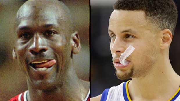 Michael Jordan and Steph Curry. (AAP)