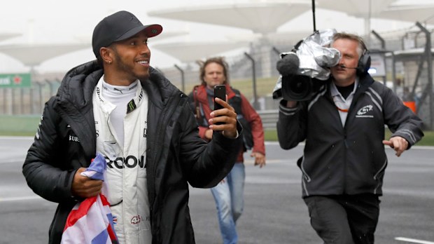 Lewis Hamilton preparing for the Chinese Grand Prix. (AAP)