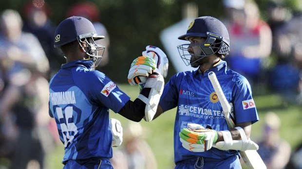 Sri Lanka's openers set up an eight wicket win. (AAP)