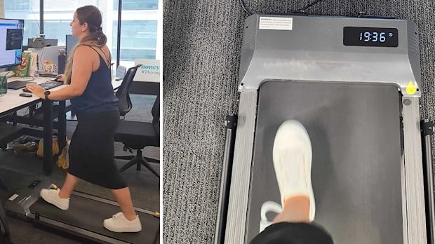9honey tries the desk treadmill trend